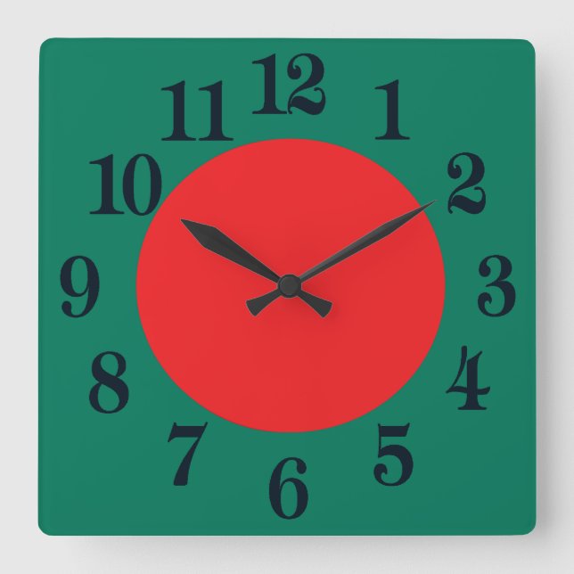 Reloj Cuadrado Bandera nacional patriótica Bangladesh (Anverso)