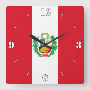 Reloj Cuadrado Bandera Nacional Patriótica del Perú
