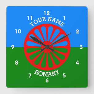 Reloj Cuadrado Bandera oficial romaní de viajeros gitanos person