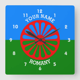Reloj Cuadrado Bandera oficial romaní de viajeros gitanos persona