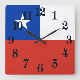 Reloj Cuadrado Bandera patriótica chilena