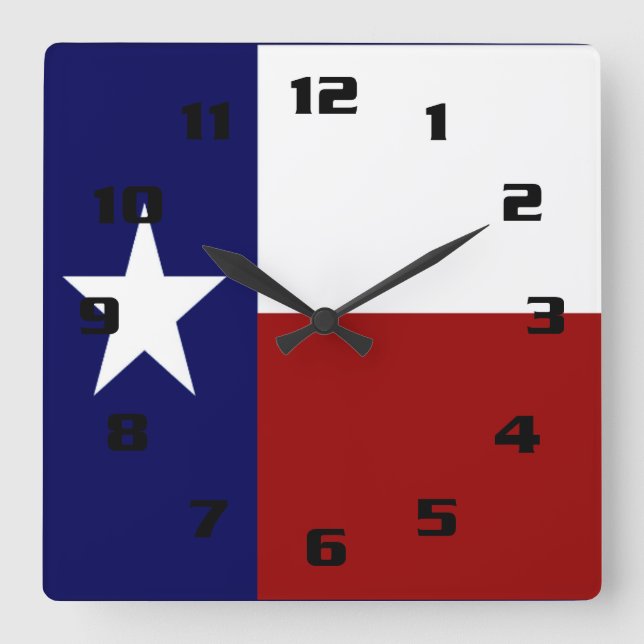 Reloj Cuadrado Bandera patriótica y vibrante de Texas (Anverso)