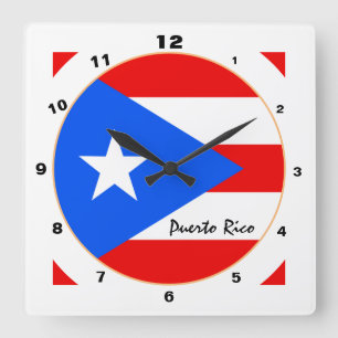 Reloj Cuadrado Bandera puertorriqueña moderna, Puerto Rico / dise