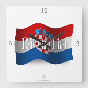 Reloj Cuadrado Bandera que agita de Croacia