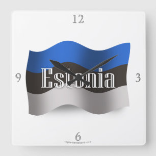 Reloj Cuadrado Bandera que agita de Estonia