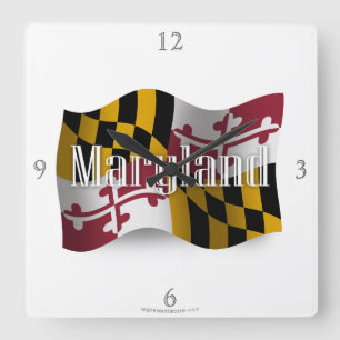 Reloj Cuadrado Bandera que agita de Maryland