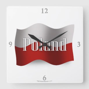 Reloj Cuadrado Bandera que agita de Polonia