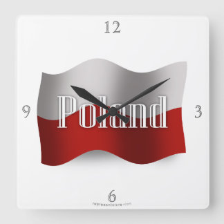 Reloj Cuadrado Bandera que agita de Polonia