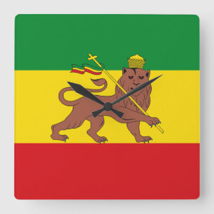 Reloj Cuadrado Bandera Rasta de Jamaica - hAILE sELASSIE I - Amor