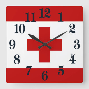 Reloj Cuadrado Bandera Roja de la isla de Tonga