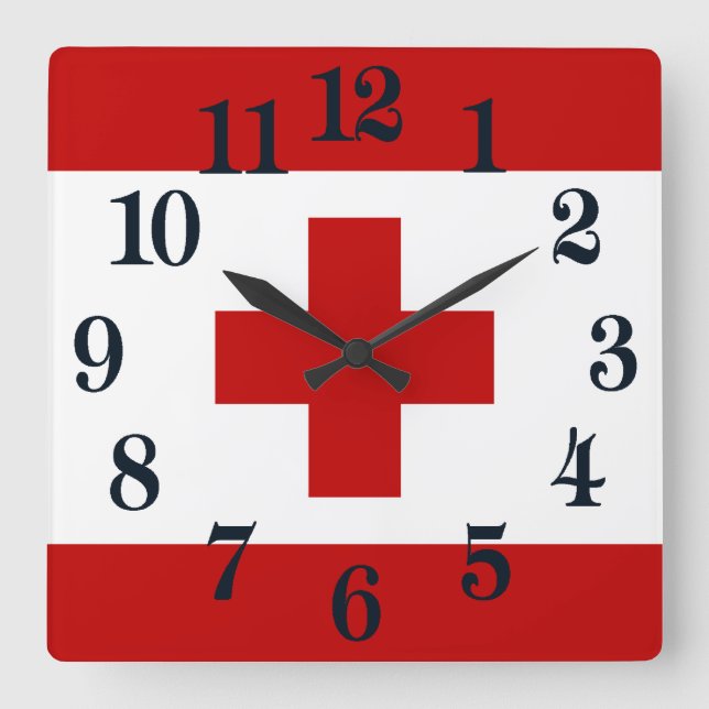 Reloj Cuadrado Bandera Roja de la isla de Tonga (Anverso)