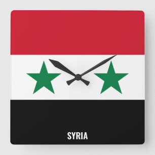 Reloj Cuadrado Bandera siria deslumbrante patriótico