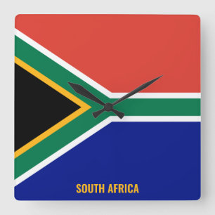 Reloj Cuadrado Bandera sudafricana deslumbrando patriótico