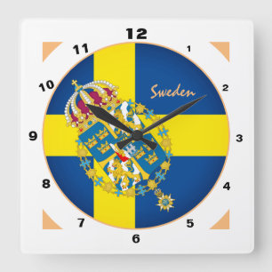 Reloj Cuadrado Bandera sueca y diseño de moda y moda en Suecia