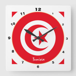 Reloj Cuadrado Bandera tunecina moderna, hogar de moda tunecino /