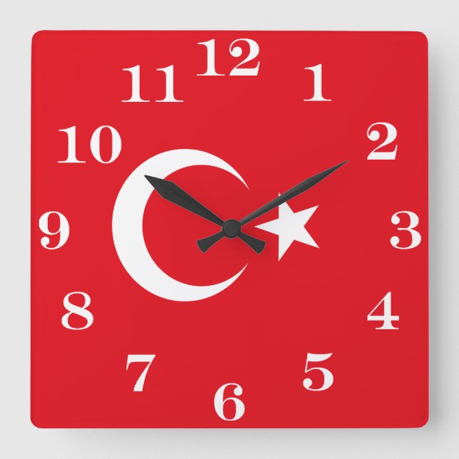 Reloj Cuadrado Bandera turca (Anverso)