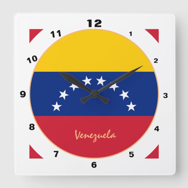 Reloj Cuadrado Bandera venezolana moderna, hogar Venezuela / dise (Anverso)