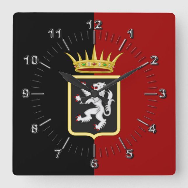 Reloj Cuadrado Bandera y Escudo del Valle de Aosta (Anverso)