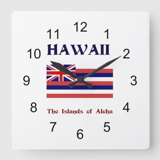 Reloj Cuadrado Bandera y lema de Hawái (Anverso)
