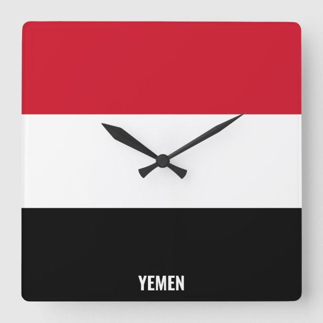 Reloj Cuadrado Bandera yemení deslumbrante patriótico (Anverso)