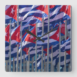 Reloj Cuadrado Banderas cubanas, La Habana, Cuba