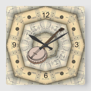 Reloj Cuadrado Banjo ~ Diseño musical extraño ~ Único ~ ~