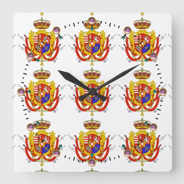 Reloj Cuadrado Banner blanco rojo Gran Ducado de la Toscana (Anverso)