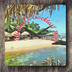 Reloj Cuadrado Bar de Cocteles Río Tropical 0330