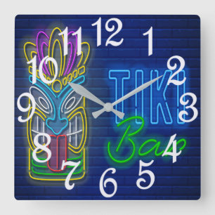 Reloj Cuadrado Bar de Tiki  