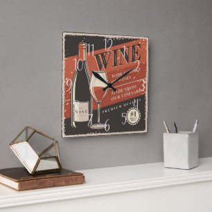 Reloj Cuadrado bar de vinos retro fresco
