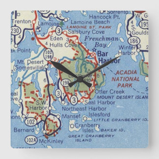 Reloj Cuadrado Bar Harbor and Acadia National Park Map