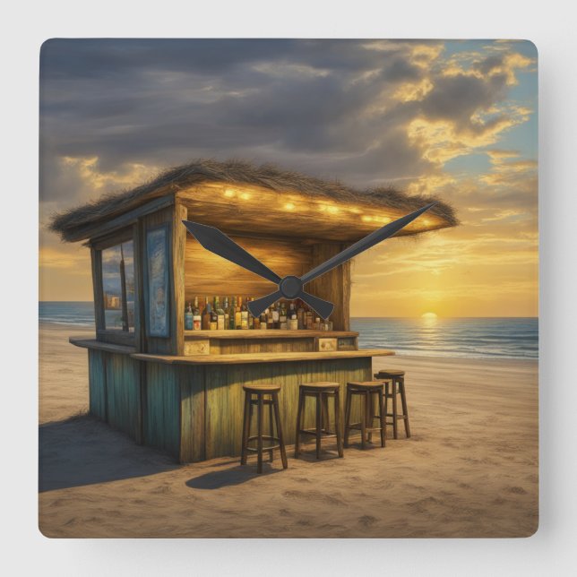 Reloj Cuadrado Bar Tiki - 4 - (Anverso)