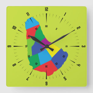 Reloj Cuadrado Barbados Map Square Wall Clock