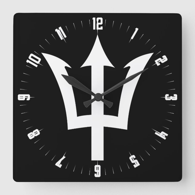 Reloj Cuadrado Barbados Trident Square Wall Clock (Anverso)