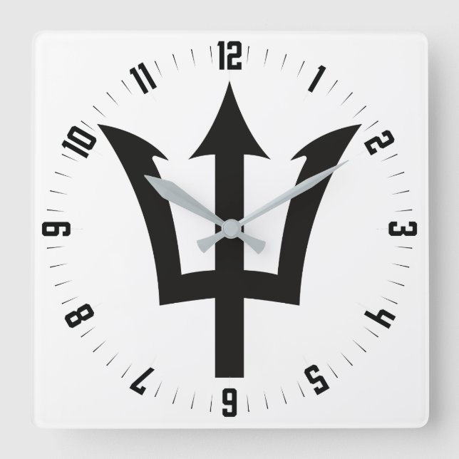 Reloj Cuadrado Barbados Trident Square Wall Clock (Anverso)
