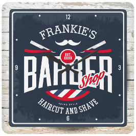 Reloj Cuadrado Barbería NOMBRE Haircut Shave Retro Barber Shop