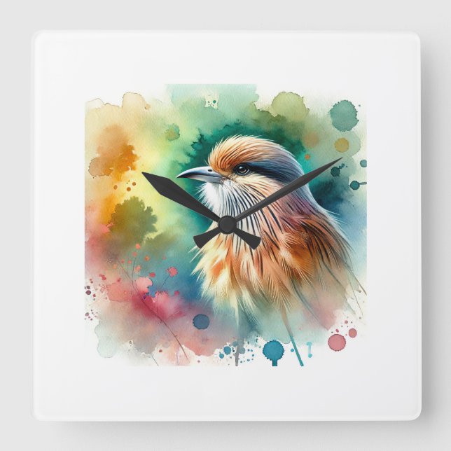 Reloj Cuadrado Barbudo Bird 180624AREF107 - Watercolor (Anverso)
