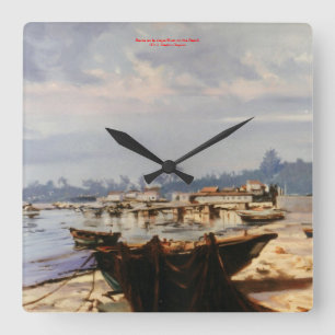 Reloj Cuadrado Barca en la playa/Boat on the beach