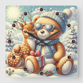 Reloj Cuadrado Bärchen Rehkitz Weihnachten Christmas