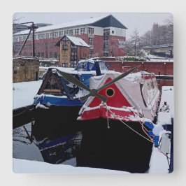 Reloj Cuadrado Barco azul y rojo