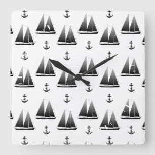 Reloj Cuadrado Barco De Navegación Y Ancla