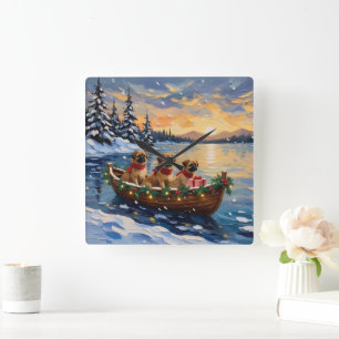 Reloj Cuadrado Barco de Navidad de Pekín Feriado