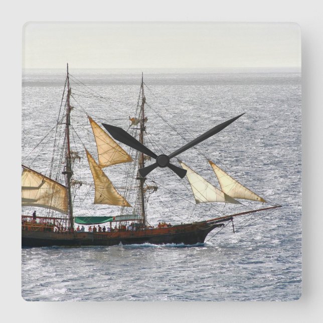 Reloj Cuadrado Barco pirata (Anverso)