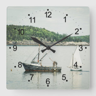 Reloj Cuadrado Barcos acuáticos Coastal Maine Bar