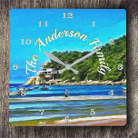 Reloj Cuadrado Barcos pesqueros de la familia Mismaloya 0346<br><div class="desc">Pintando "Mismaloya Fishing Boats 0346" Colección Personalizar tu reloj de pared para crear una pieza de declaración de decoración funcional en la pared para que coincida perfectamente con tu decoración de casa o dar como regalo personalizado. Diseño creado a partir de mi pintura "Mismaloya Fishing Boats 0346" capturando una escena...</div>