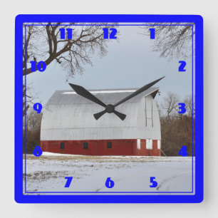 Reloj Cuadrado Barn Rojo de Kansas