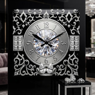 Reloj Cuadrado Baroque Luxury Diamond & Silver Brilliant Pavé