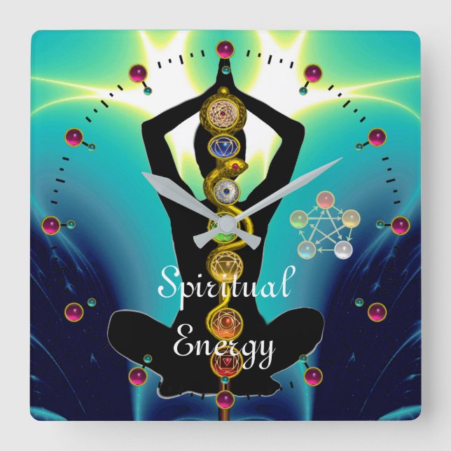 Reloj Cuadrado BARRA de ASCLEPIUS 7 CHAKRAS, azul de la ACTITUD (Anverso)