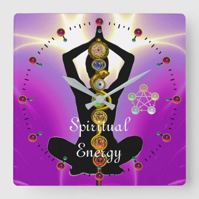 Reloj Cuadrado BARRA de ASCLEPIUS 7 CHAKRAS, rosa de la ACTITUD (Anverso)