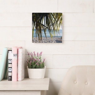 Reloj Cuadrado Barras de playa caribeñas #6 #tropical #wall #art